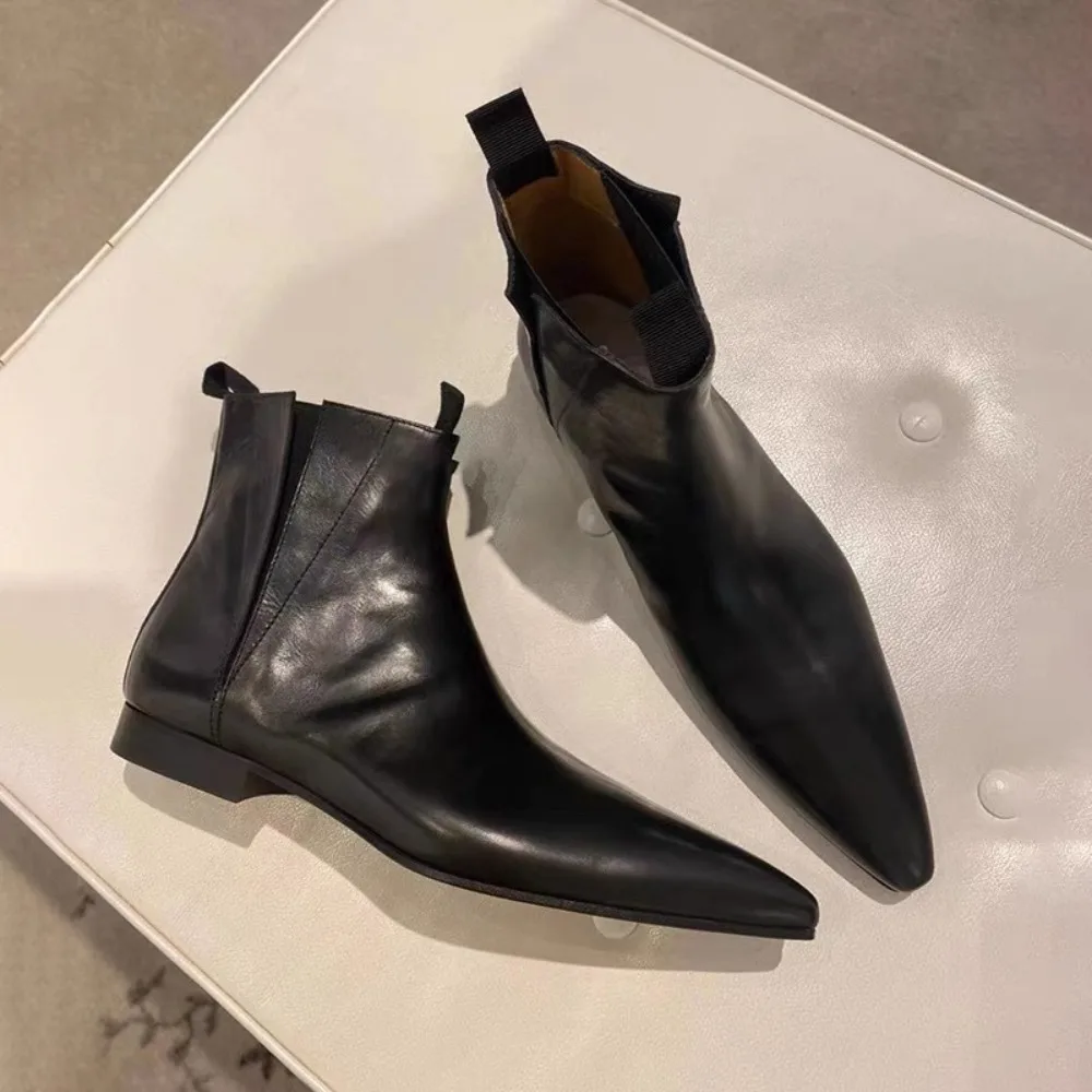 Luxury Lifestyle Women - Luxuriöse Damen-Kurzstiefel Herbst/Winter Echtleder Spitze Chelsea-Stiefel